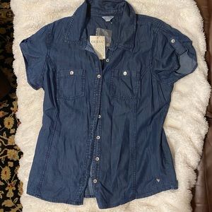 Short sleeve chambray shirt